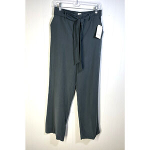 Wonderly Wide Leg High Rise Pants Size Medium Belted Pockets Emerald Ash New